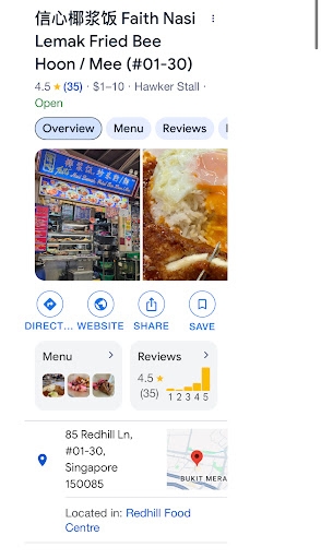 信心椰浆饭 Faith Nasi Lemak Fried Bee Hoon / Mee